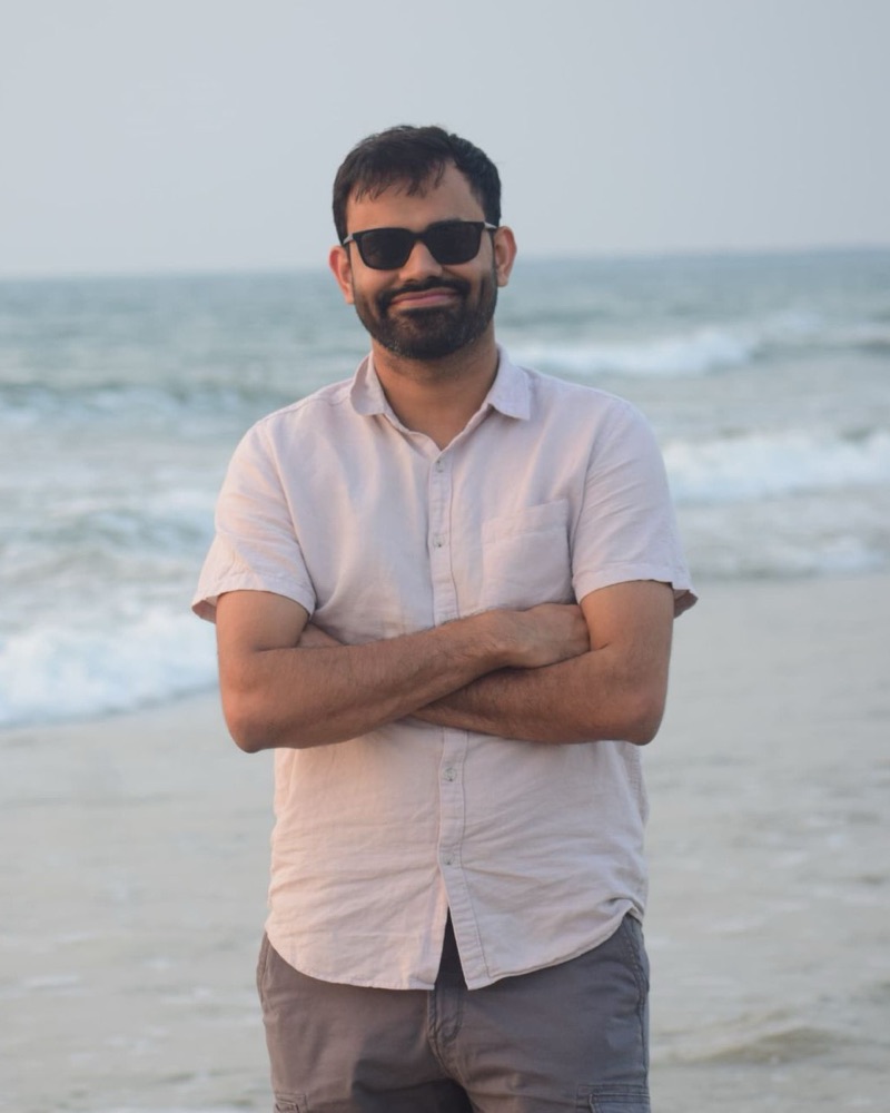 Aakash Yadav on a beach